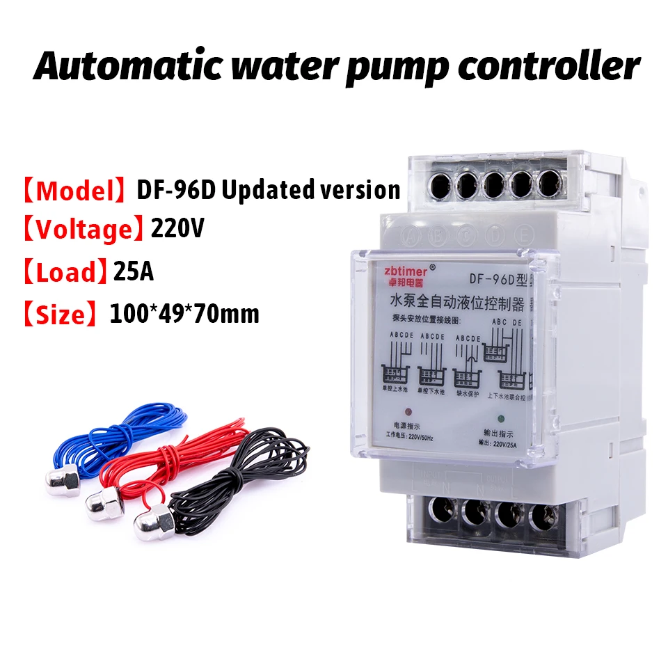 Automatic Water Level Controller Pump Controller Cistern Cistern Automatic Liquid Switch with 3 Probes DF-96A DF-96D DF-96DK