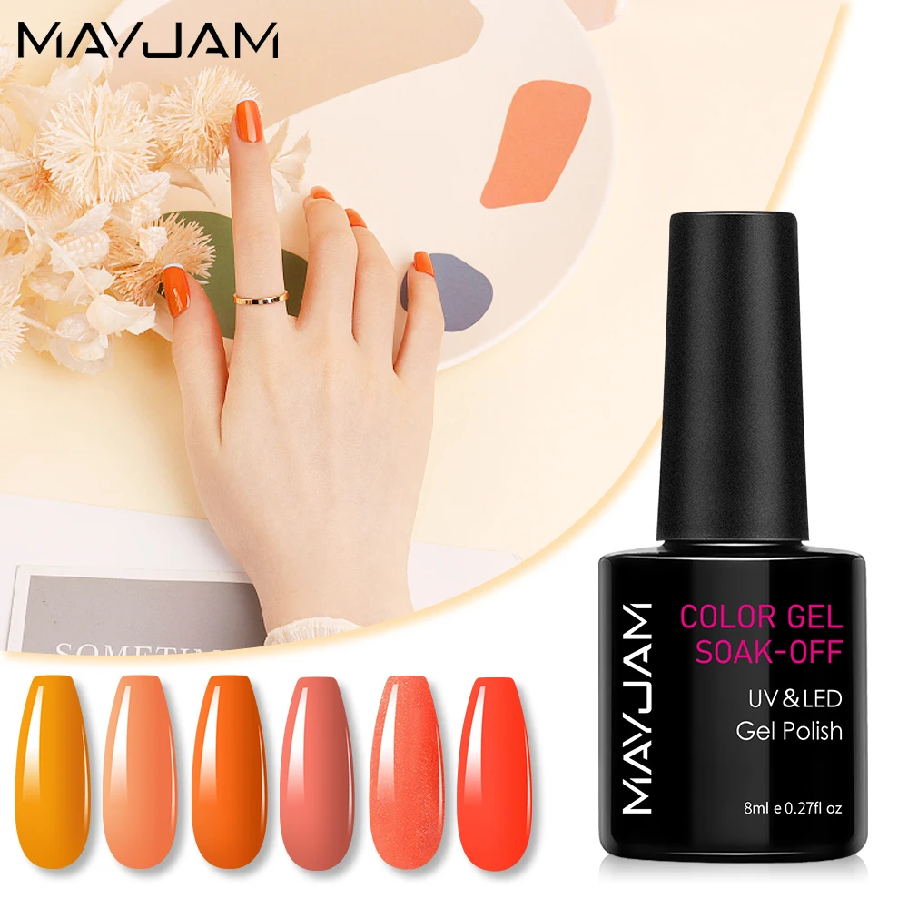 

MAYJAM 6PCS Gel Nail Polish Set Soak Off Semi-permanent Varnishes UV LED Lamp Gel Manicure Kit for Nail Art