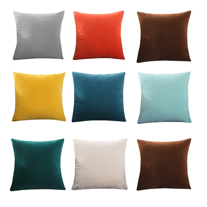 Super Soft Velvet Cushion Cover Candy Color Decorative Throw Pillow Case Luxury Sofa Seat Pillow Cover /40x40/45x45/50x50cm