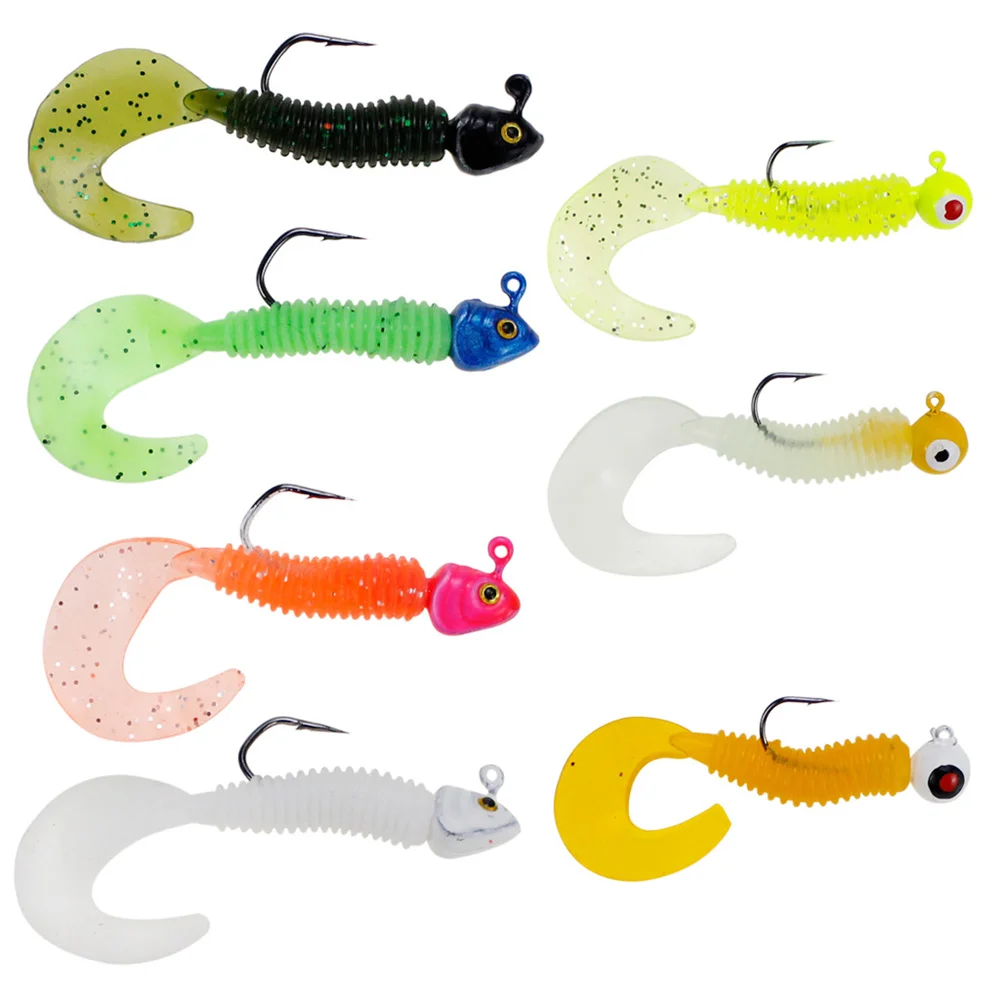 17 Pcs/Box Fishing Lures Kit Jig Head Soft Lures Inshore Fishing Baits Flexible Vinyle Artificial Lures Worm Hook Small Swimbait