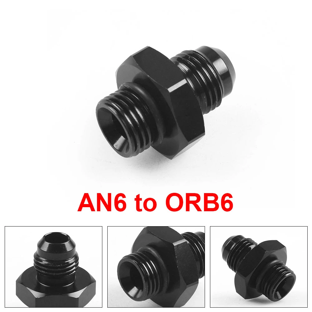 Male Adapter Fitting ORB-6 O-ring Boss AN6 6AN to AN6 6AN Black TT101903