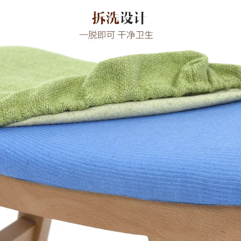 Solid Wood Stool Living Room  Small Bench Home Adult Footstool Sofa Shoe Changing  Fabric Low