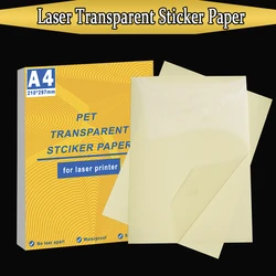 Papel autoadhesivo transparente con láser A4, etiqueta PET, se puede pegar con pegatinas impermeables a prueba de aceite y arañazos