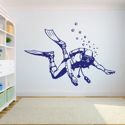 Scuba Diving Quotes Wall Decal Diver Ocean Vinyl Window Stickers Bedroom Bathroom Swimming Pool Interior Decor Waterproof Q743