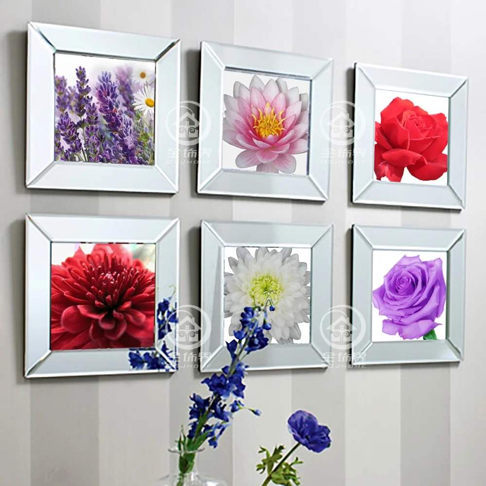 Fashion wall photo frame square mirrored frame modern mirror combination photo frame wall mural wall decoration picture frame