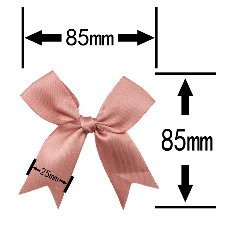 (50 Pcs/pack) 85*85mm Fresh Pink Ribbon Bows Small Size Satin Ribbon Bow Flower Craft Decoration Handwork DIY Party Decoration