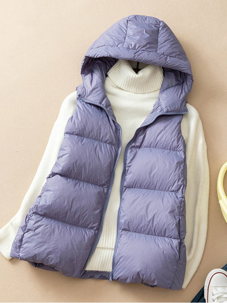 SEDUTMO Winter Duck Down Jacket Women Short Warm Thick Hooded Vest Female Slim Quilted Sleeveless For Spring ED1820