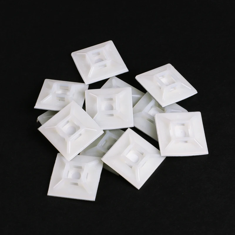 50 PCS/Pack Self Adhesive Cable Base Mounts White Cable Wire Zip Tie Mounts Bases Wall Holder Wiring Accessories