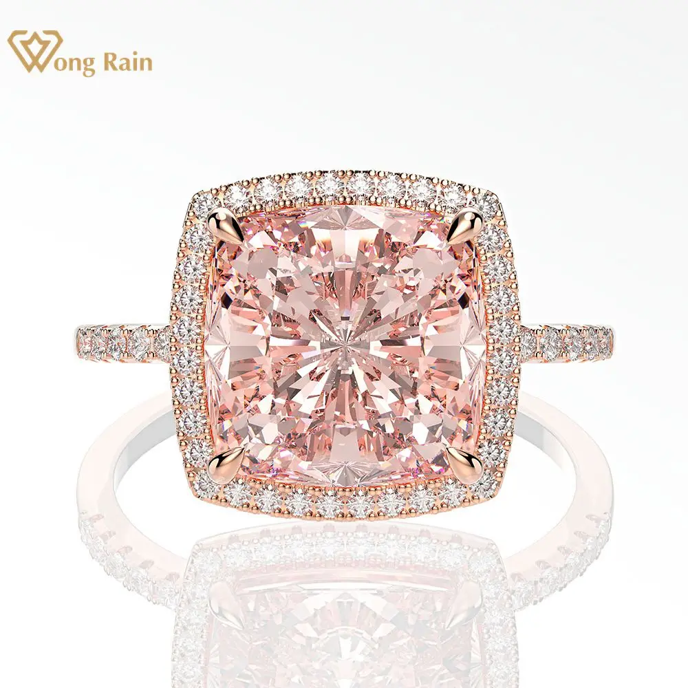 

Wong Rain Luxury 100% 925 Sterling Silver Created Moissanite Morganite Gemstone Wedding Engagement Ring Fine Jewelry Wholesale