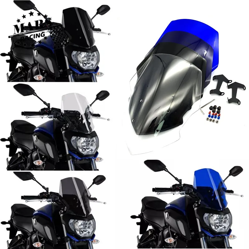 Motorcycle WindScreen Windshield Visor Viser Fit For FZ07 MT-07 MT07 2018 2019 2020 Double Bubble