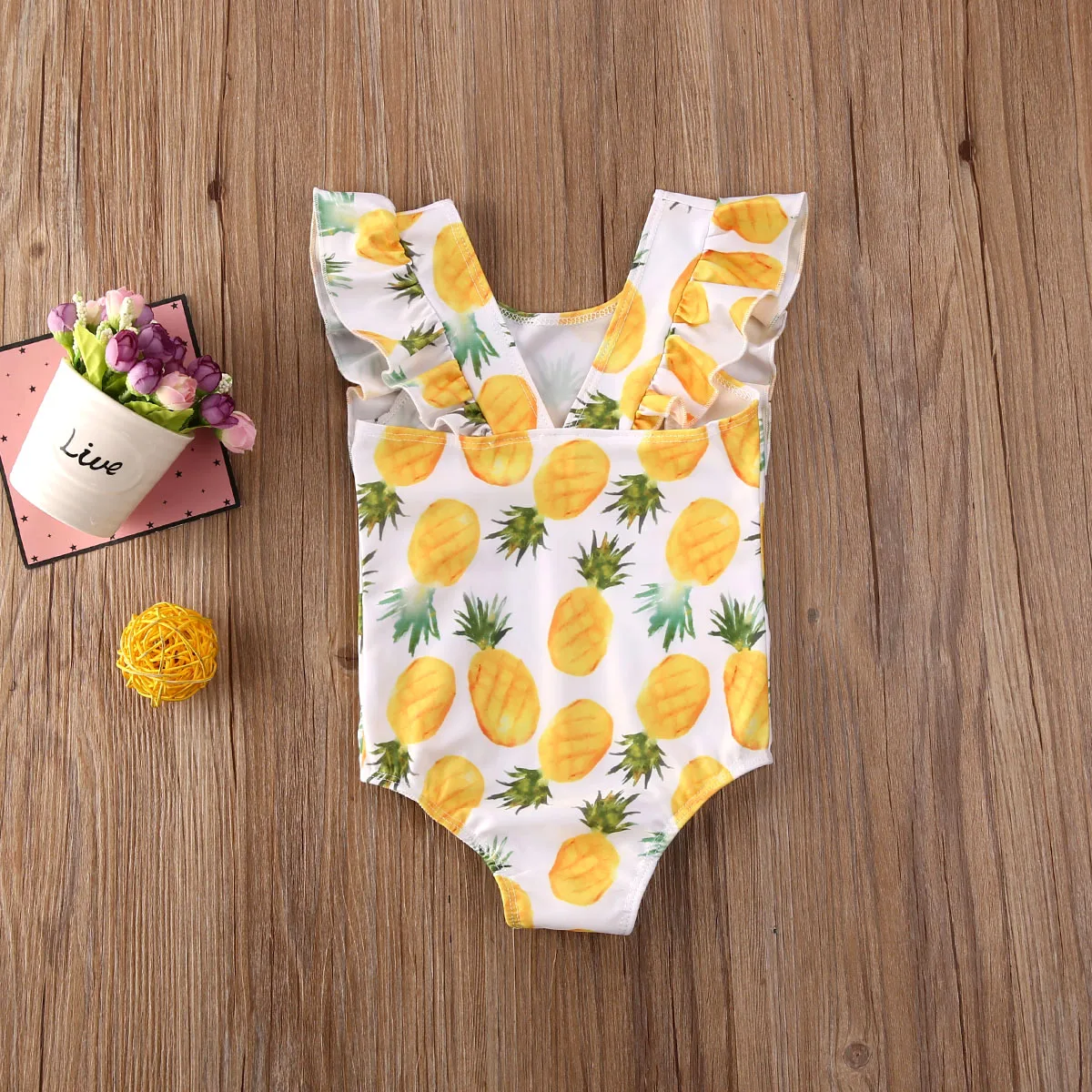 Maillot de bain une pièce imprimé ananas pour enfants, maillots de bain pour bébés filles, maillots de bain d\'été pour enfants, 1 à 5 ans, nouveau