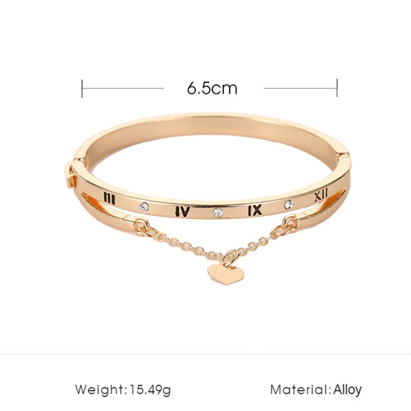 Woozu Hot Luxury Roman Numeral Bracelets Bangles Female Heart Forever Love Brand Charm Bracelet For Women Famous Jewelry