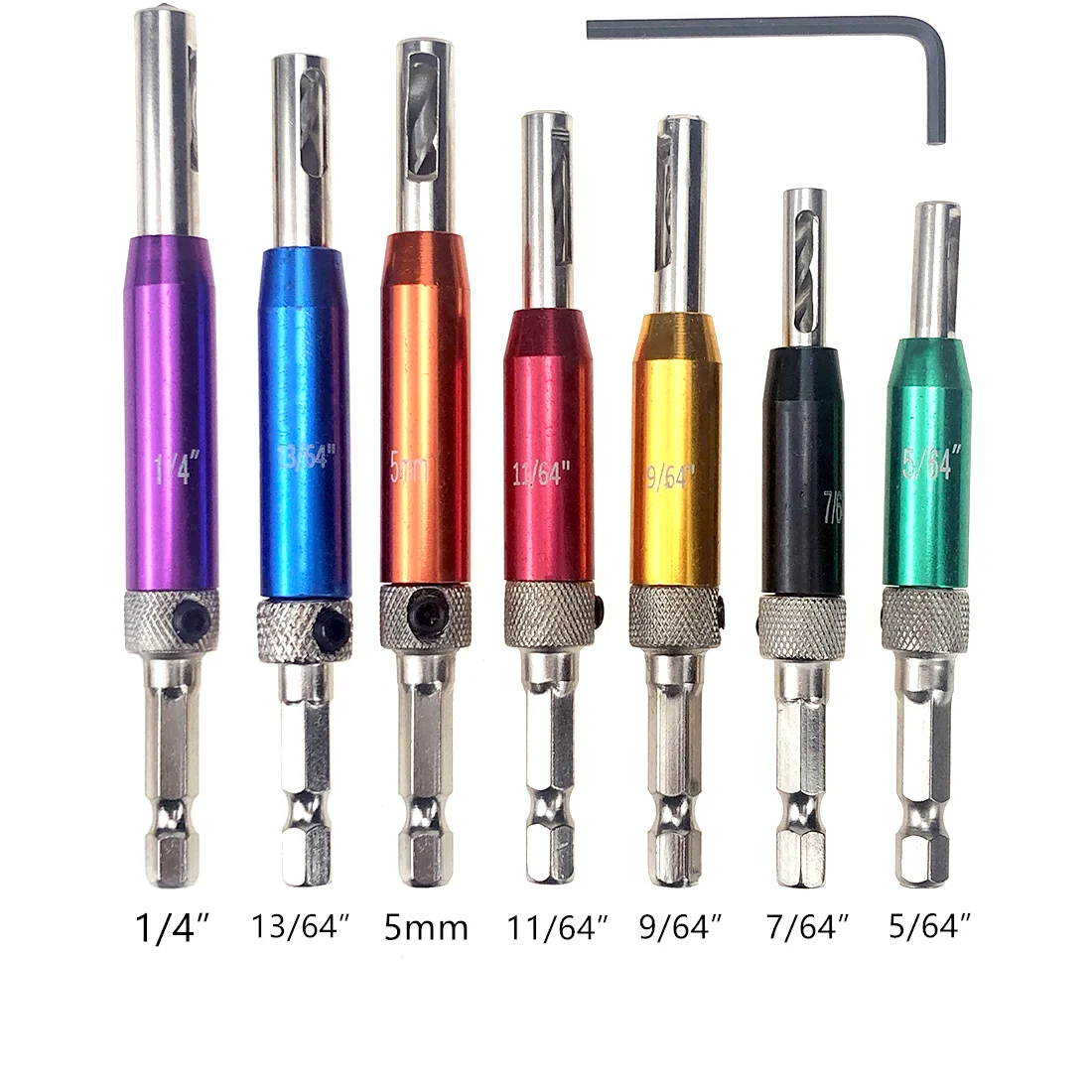 

7Pcs HSS Self Centering Hinge Twist Drill Bit Hole Puncher for Woodworking Metalworking Self Tapping Screw DIY Tool Colorful