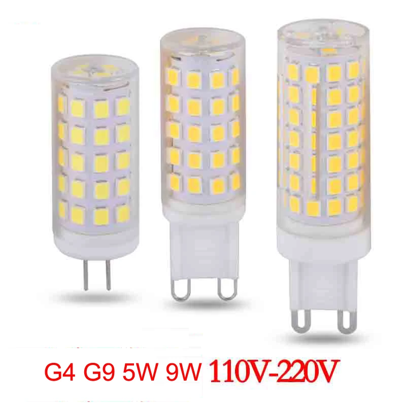 50pcs LED Bulb G4 G9 110V 220v 9W 5W Mini Corn Light  Spotlight Chandelier Crystal Light Replace 60w Halogen 3000 4000k 6000k