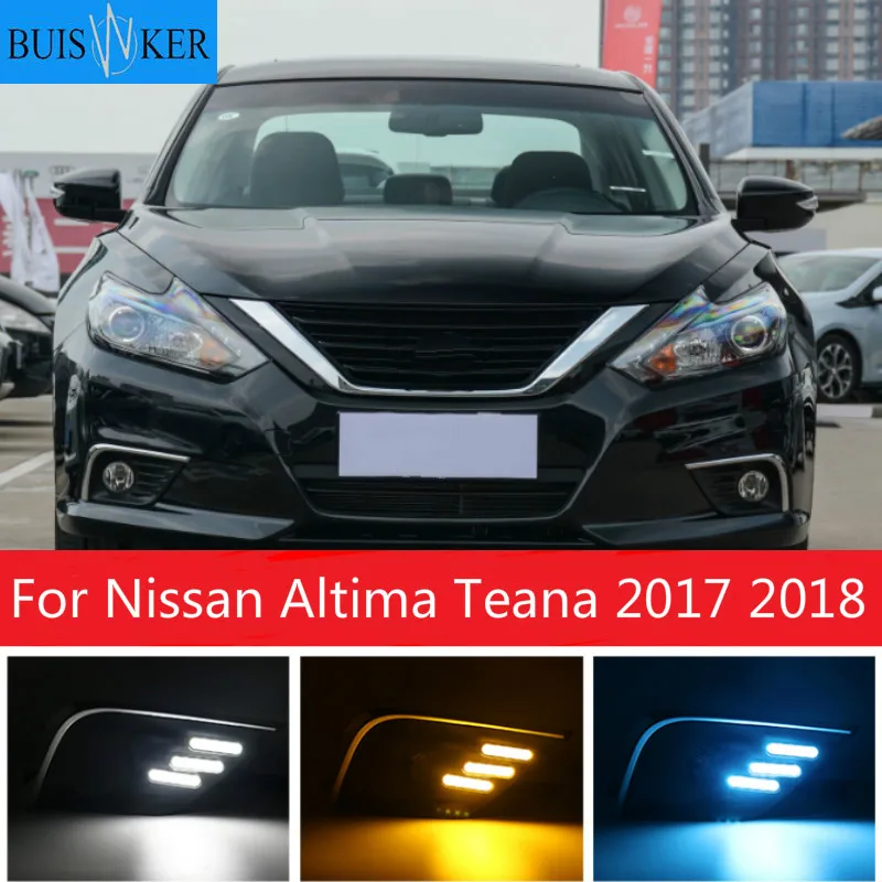 

LED Daytime Running Light Waterproof Car 12V LED DRL fog Lamp with Turn Signal style Relay For Nissan Altima Teana 2017 2018