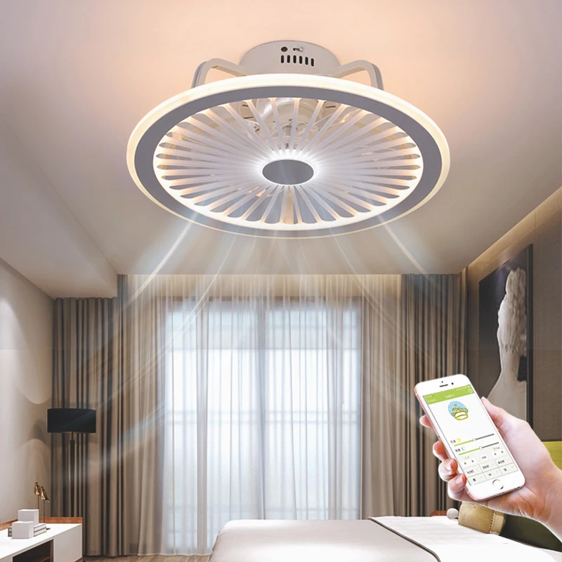 110V/220V Fan Light 36W*2 Lightweight Acrylic LED Bedroom Fan Ceiling Fan Light Tri-color Light Household Electric Fan