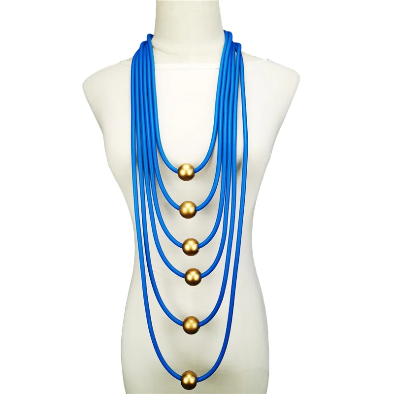 UKEBAY New Big Pearl Pendant Necklace Rubber Necklace Women Long Necklaces Handmade Rubber Jewelry Boho Luxury Sweater Chains