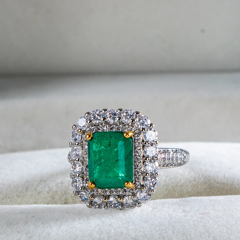 Cellacity luxury women ring with emerald gemstone silver  jewelry 5A zircon Engagement Wedding Girls Party Rings Gifts