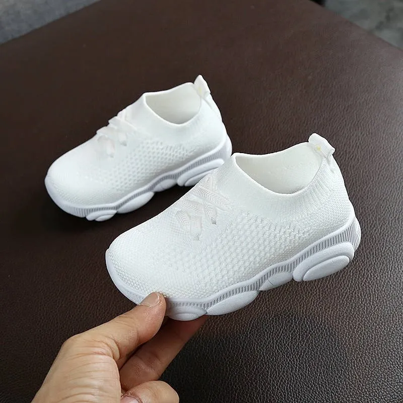 New Baby Sneakers 2024 Fashion Children Flat Shoes Infant Kids Baby Girls Boys Solid Stretch Mesh Sport Run Sneakers Shoes