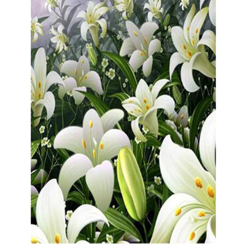 

5D DIY Diamond Painting Flower Picture Lily Flower Picture Square/Round Diamond Cross Stitch Embroidery Decoration Art WG2953