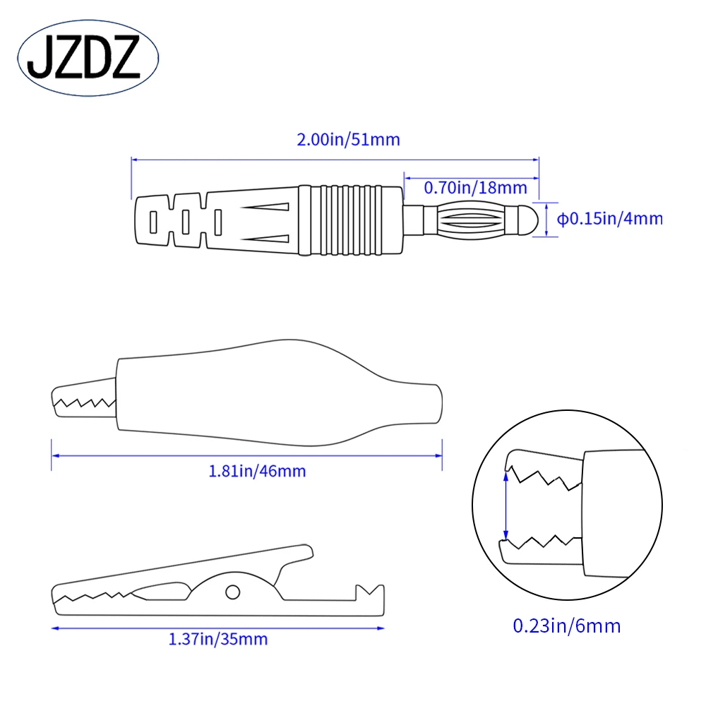 JZDZ 2pcs Multi-meter Test Leads Cable Line  100cm 4mm Banana Plug to Alligator Clip Electrical  Jumper Wire  J.70056A