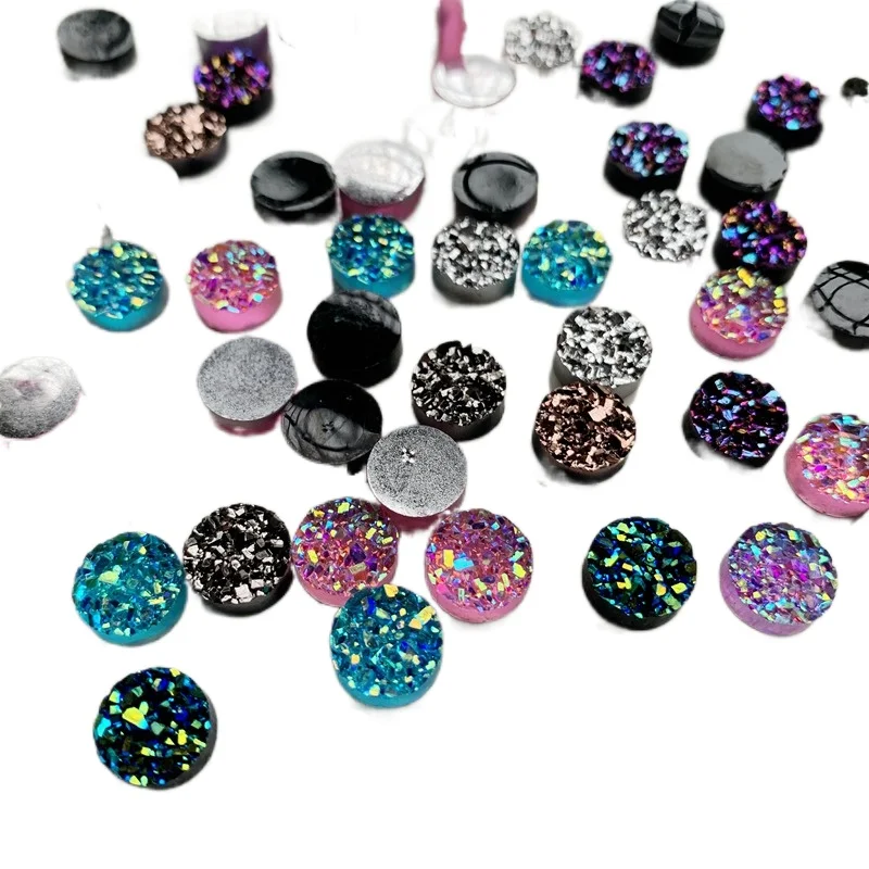 100pcs 8mm Resin ore Round Irregular surface Rhinestones Flatback Stones And Crystals DIY Wedding Jewelry Accessories -HR19