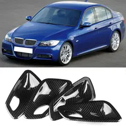 Interior Door Handle Bowl Trim Cover Fit for BMW E90 3 Series 2005 2006 2007 2008 2009 2010 2012 4Pcs Carbon Fiber Texture