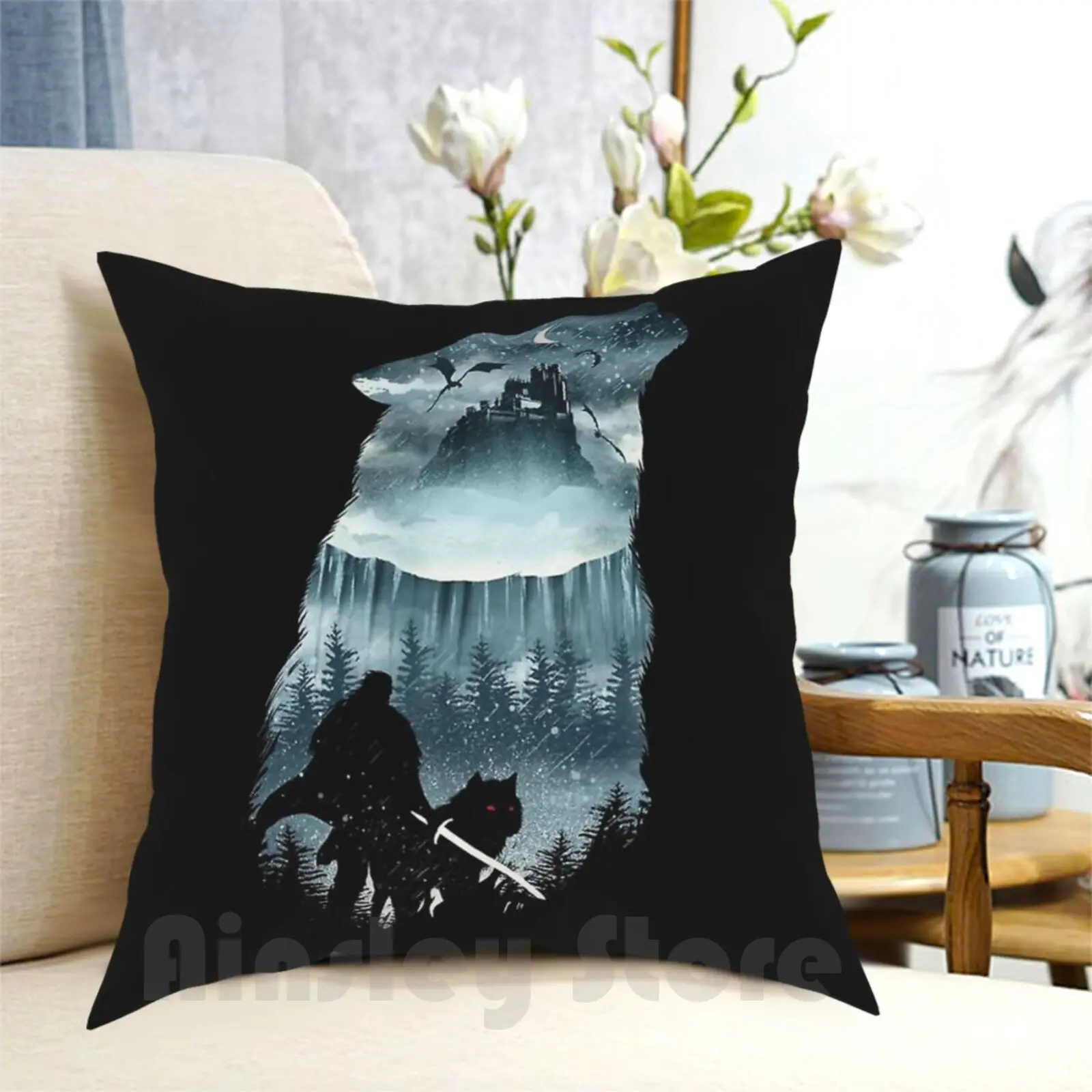 Kaer Morhen Fronha impressa para casa Travesseiro macio Kaer Morhen Emblema Triss Yennefer Ciri Ps4 Pc One