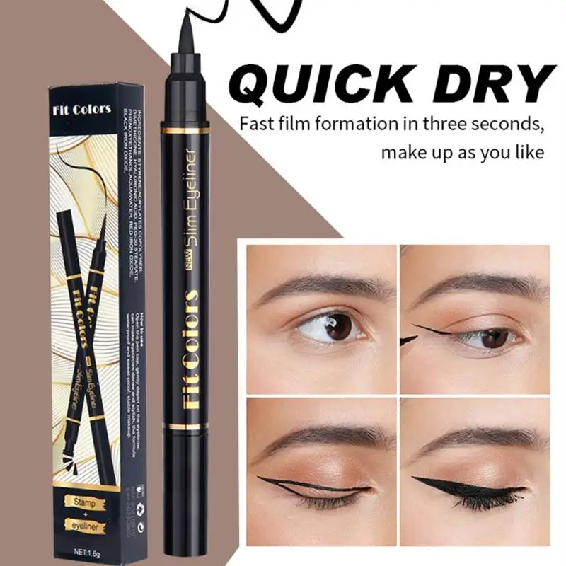 2 In1 Eyeliner Stamp Liquid Eyeliner Pencil Waterproof Quick Dry Eye Liner Pencil Makeup Stamps Seal Pen Stamp Eye Liner TSLM1