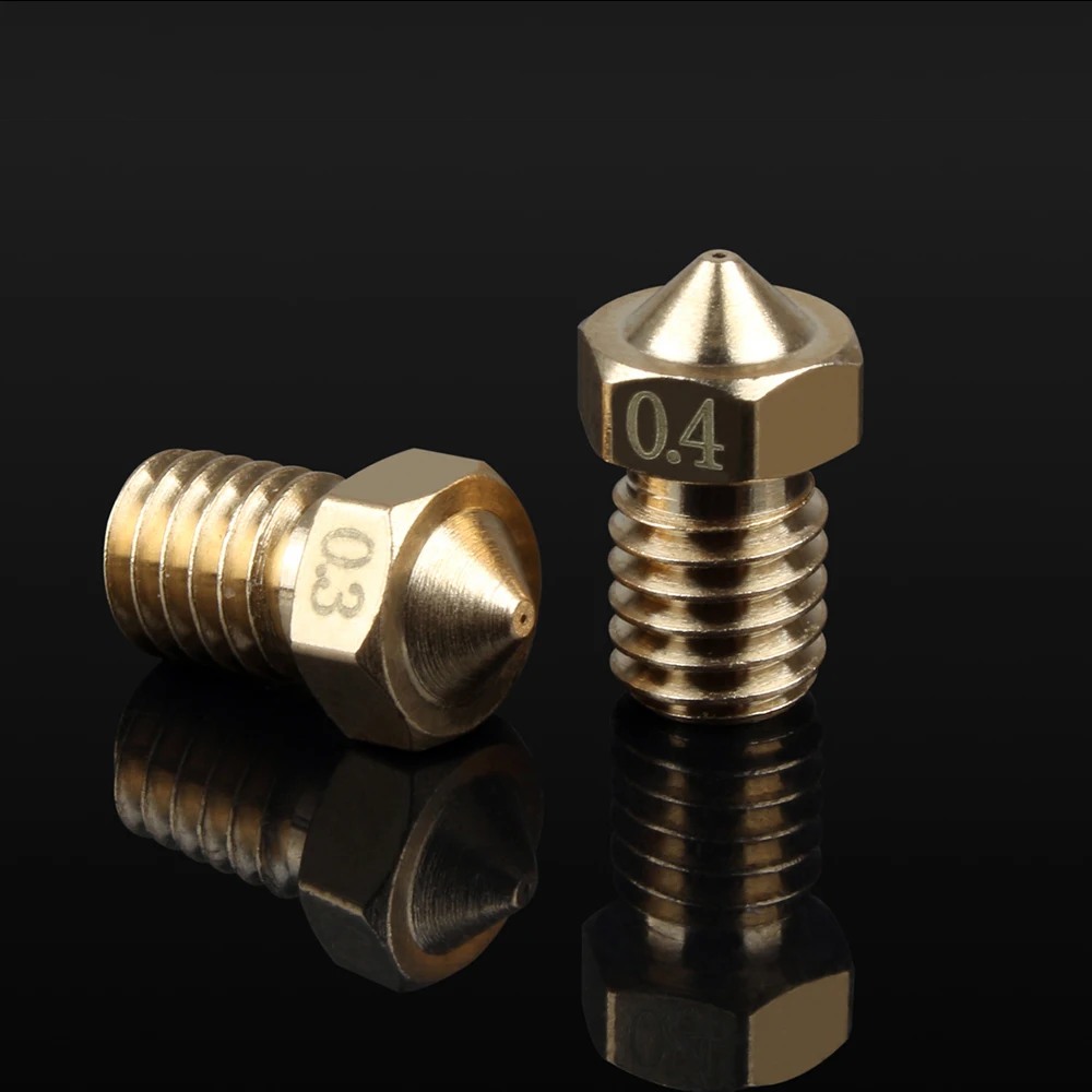 3DSWAY 4pcs/lot 3D Printer Parts e3d v5 v6 Hotend Brass Nozzle M6 Thread 0.2/0.3/0.4/0.5mm for 1.75mm filament Prusa Accessories