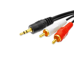 3.5mm Jack Male To AV 2 RCA Male Stereo Music Audio Cable Cord 2RCA Audio AUX Cables Wholesale for Speaker 1.5m