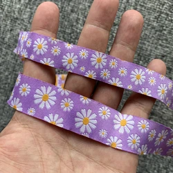 10YARD 7/8 And 5/8 Inch 22MM 16MM Purple Daisy Cartoon Ribbon