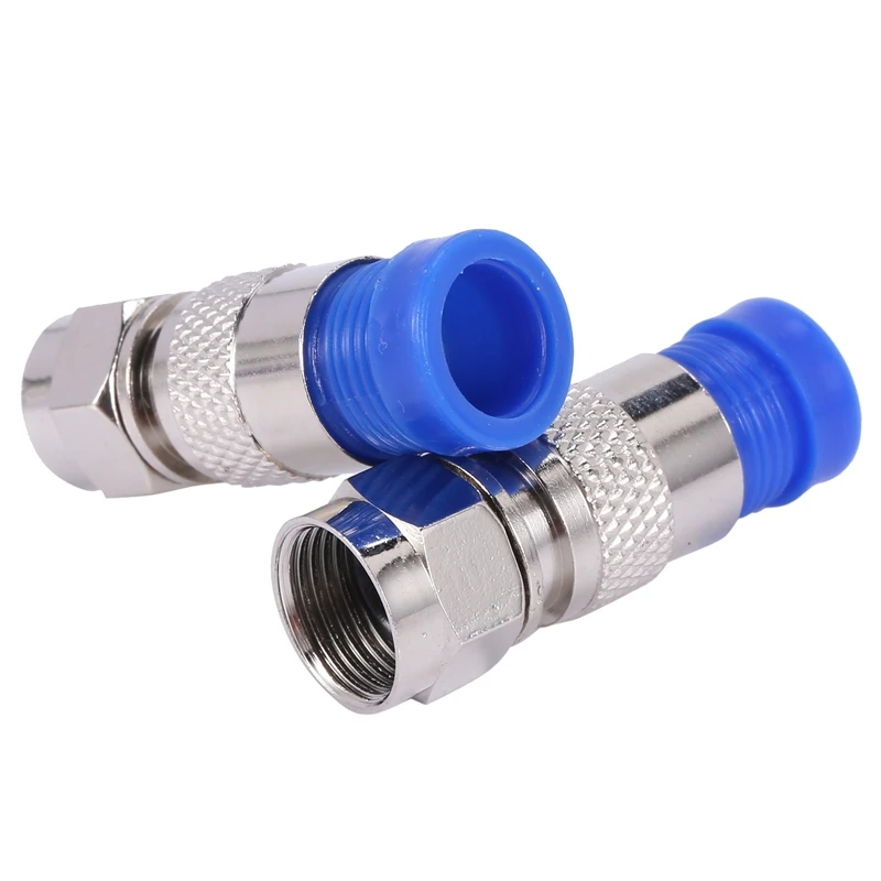 50PCS RG6 Compression Connectors Coaxial Cable Waterproof Connection F Compression Connector RG6 Coaxial Compression Tool