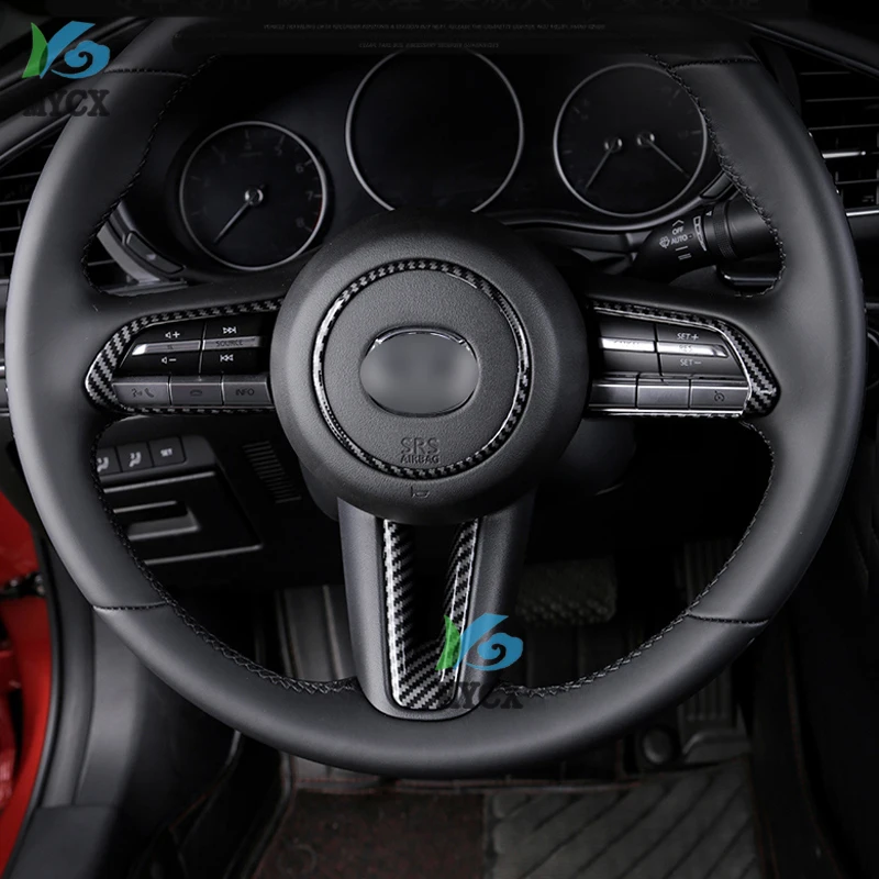 4 قطعة لمازدا CX30 CX-30 2020 2021 الداخلية غطاء عجلة القيادة تقليم الكروم اكسسوارات السيارات التصميم