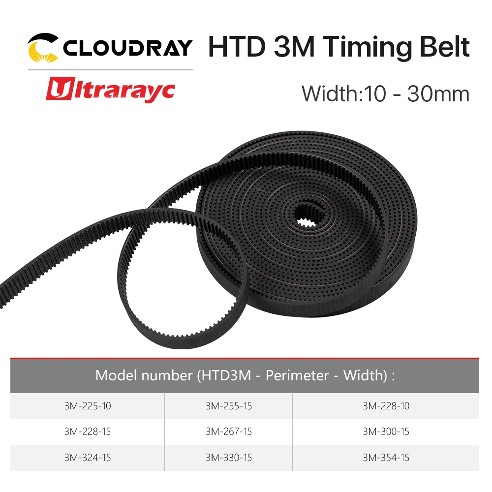 Ultrarayc High Quality HTD3M PU Open Belt 3M 5mm-40mm Width Rubber Backlash Timing Belt  for Co2 Laser Machine 3D printer