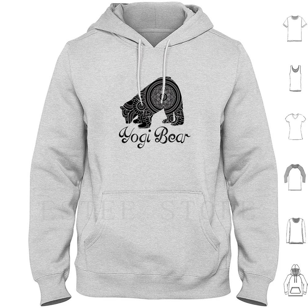 Yogi Bear-Yoga Graphic Hoodie Long Sleeve Yoga Yogi Mandala Downward Dog Yogini Chakra Meditation Bear