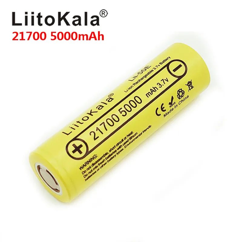 LiitoKala-batería recargable para electrodomésticos de alta potencia, pila de descarga de alta potencia, 21700, 5000mah, 3,7 V, 5C, lii-50E