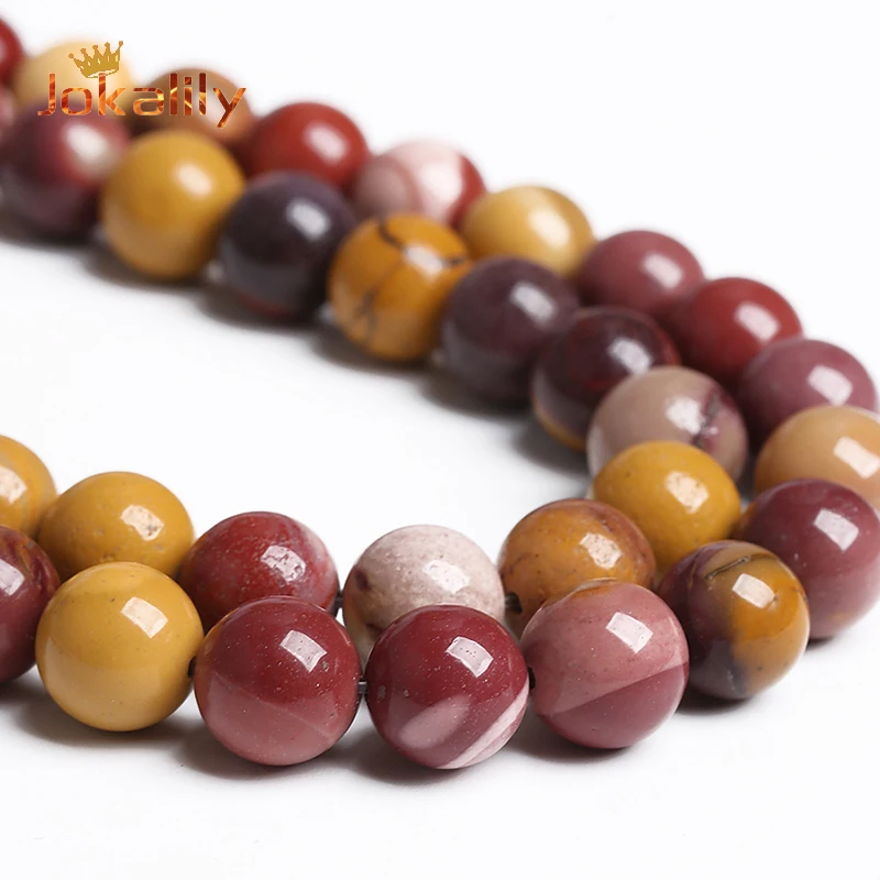 Natural Red Yellow Mookaite Stone Beads Round Loose Spacers Beads For Jewelry Making DIY Bracelets Accessories 4 6 8 10 12mm 15\