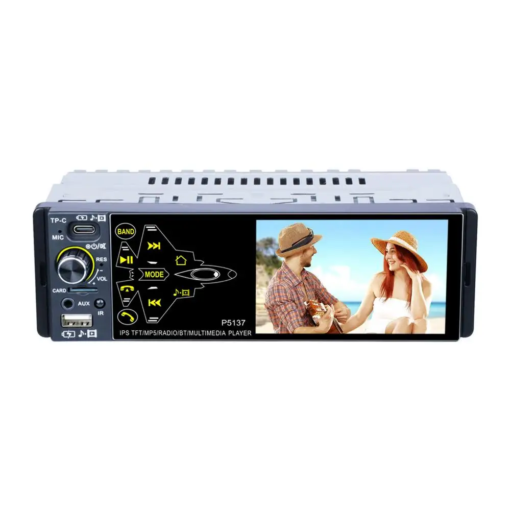 1DIN Car Radios Stereo Blue Tooth Hands-Free 3.8in Digital Touchscreen Car MP5 Player 4x50W Hands-Free FM Receiver USB/RCA/RC