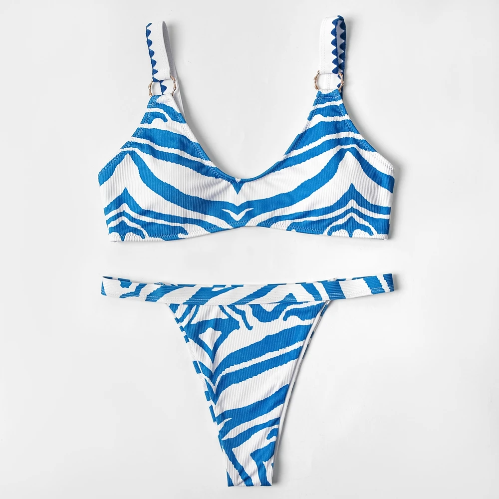 ZTVitality Zebra Print Whip Stitch Sexy Bikini 2022 New Arrival Padded Bra Low Waist Swimsuit Female Swimwear Women Beach Wear