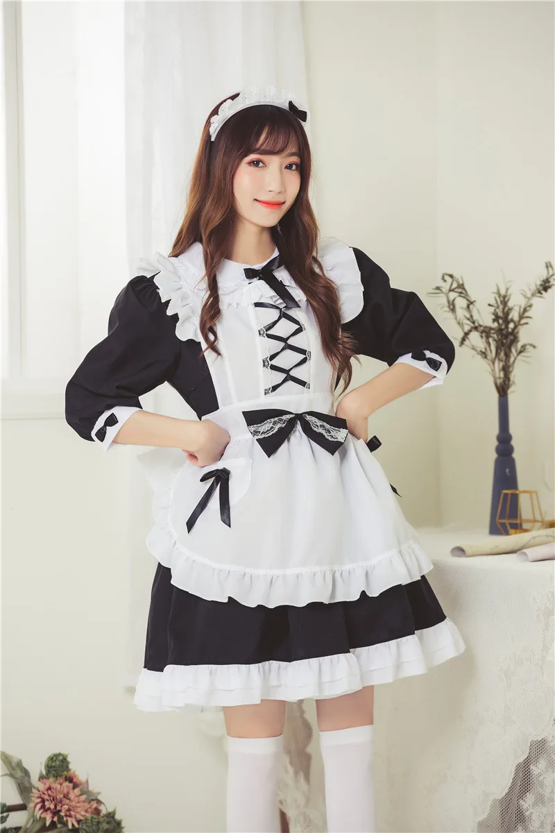 Robe de femme de chambre Lolita pour filles, cosplay fantaisie, carnaval, fête, robe noire, robe de princesse, costume d'Halloween