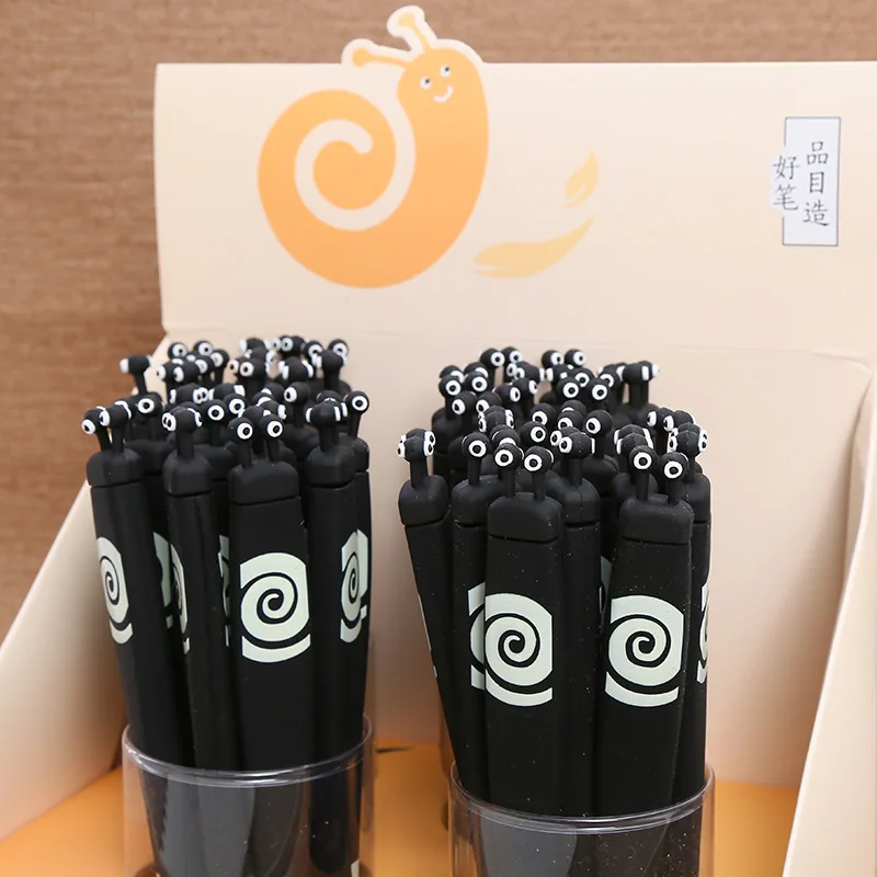 

24PCS Creative Soft Silicone Cartoon Snail Chicken Crocodile Test Pen 0.5mm Black Stationery Kawaii School Supplies Gel Pens