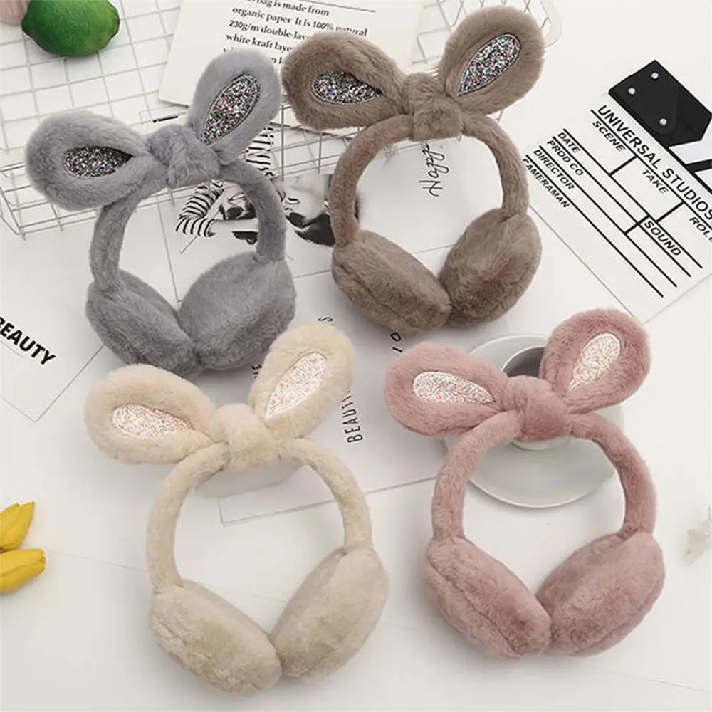 Kids Plush Rabbit Ear Earmuffs, Headband, Ear Warmer, Bonito, Inverno