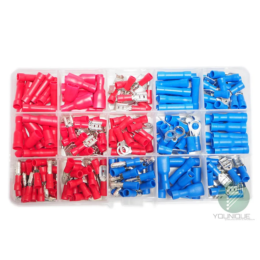 

200PCS Assorted Crimp Terminals Set Wire Connector Kit With Ring Spade Bullet Male/ Female Piggy Back