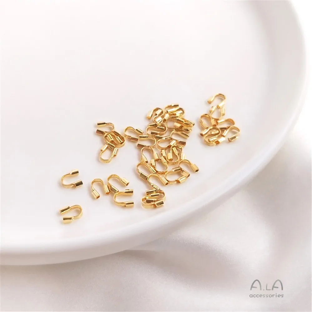 14K plated gold U-shaped horseshoe buckle wire protector end buckle beaded steel wire handmade DIY accessories