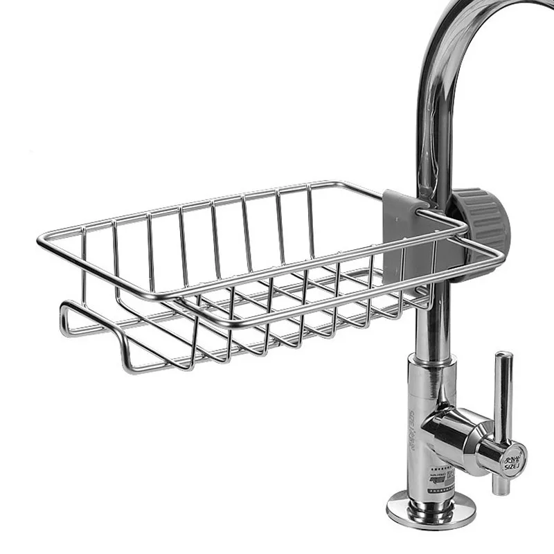 

Stainless Steel Faucet Rack Kitchen Storage Shelf Sponge Dish Cloth Finishing Rack Drain Rack Pool Rag Storage Drain Dry Rack