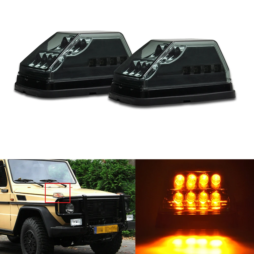 2Pcs Front Wing LED Dynamic Turn Signal Lights For Benz W463 G500 G55 G550 1990 1991 1992 1993 1994 1995 1996-2008 Corner Lights