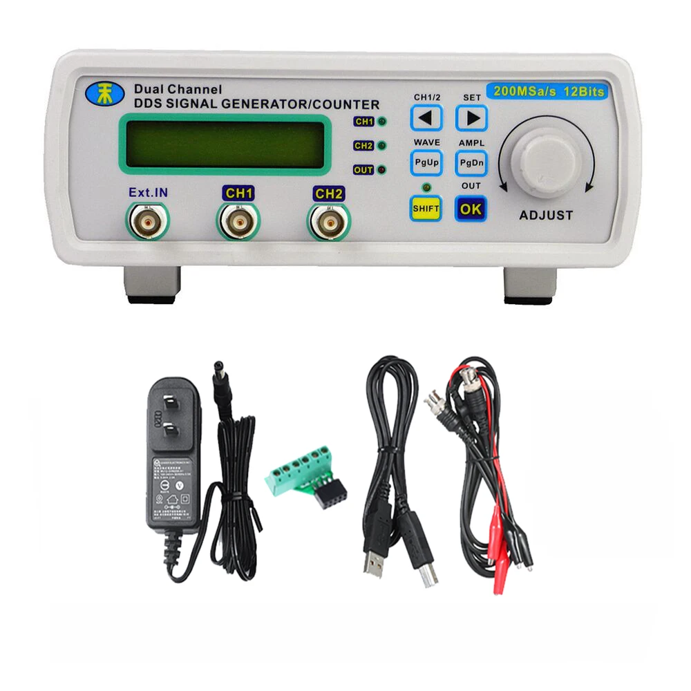 JUNTEK MHS5200A25MHz DDS Function Signal Generator Digital Control Dual-channel Frequency counter/meter Arbitrary waveform pulse