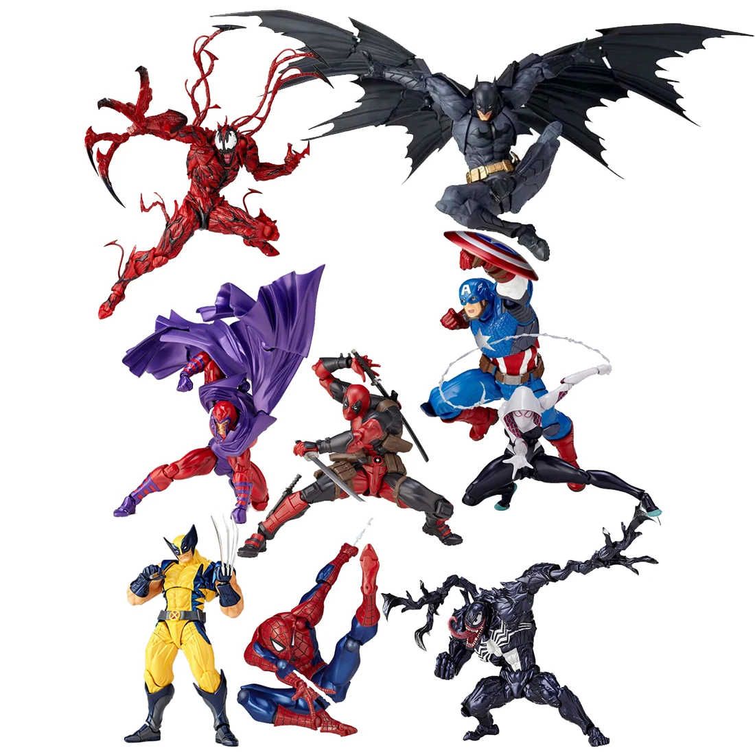 The Amazing Revoltech Yamaguchi Deadpool Venom Deathstroke Magneto Gwen Stacy Carnage Action Figure Models Toy Christmas Gifts