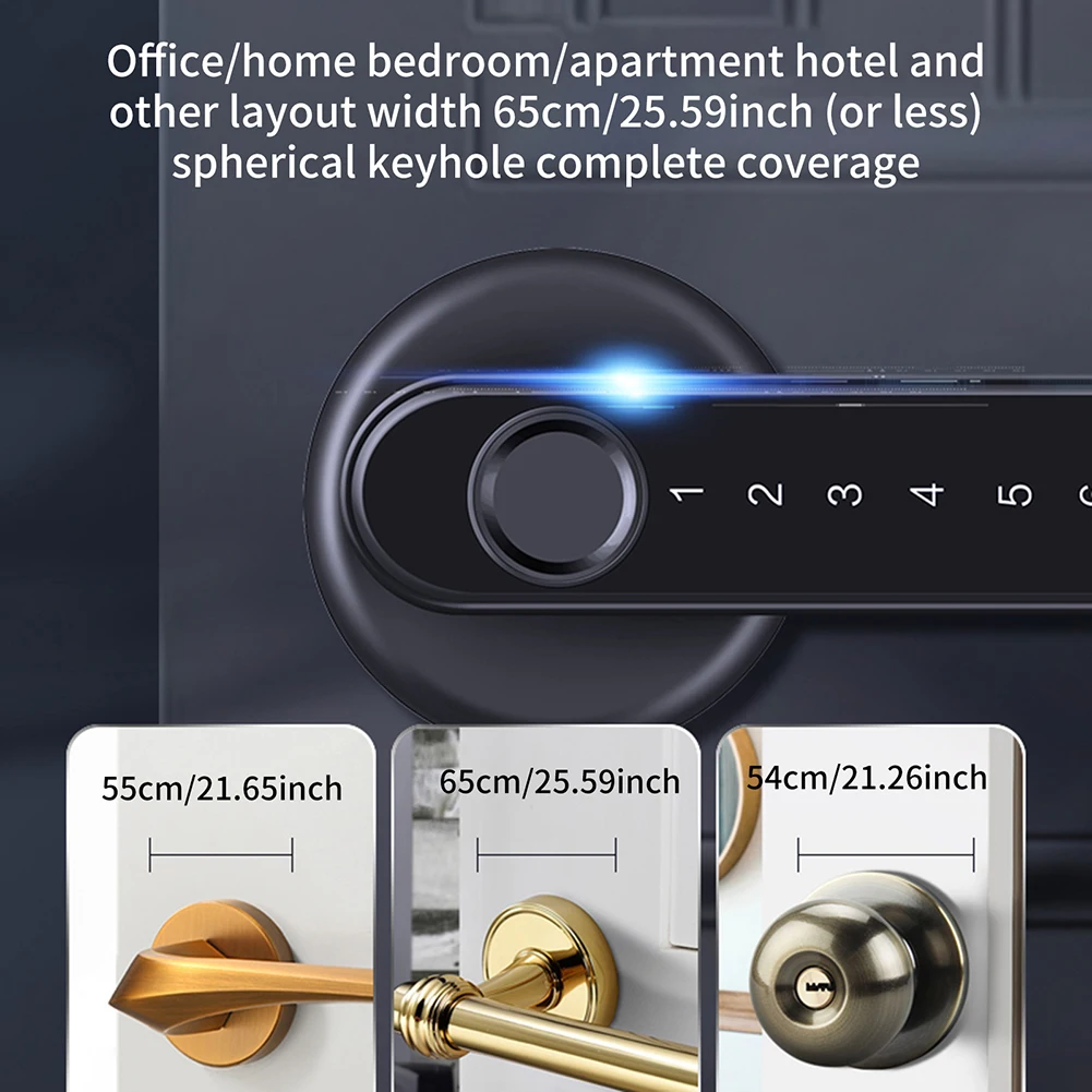 Fingerprint Door Electric Lock, Smart Bluetooth Compatível, Handle senha, APP Desbloquear, Keyless Entry, Funciona para iOS, Android